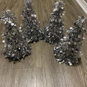 Silver Tinsel Christmas Trees